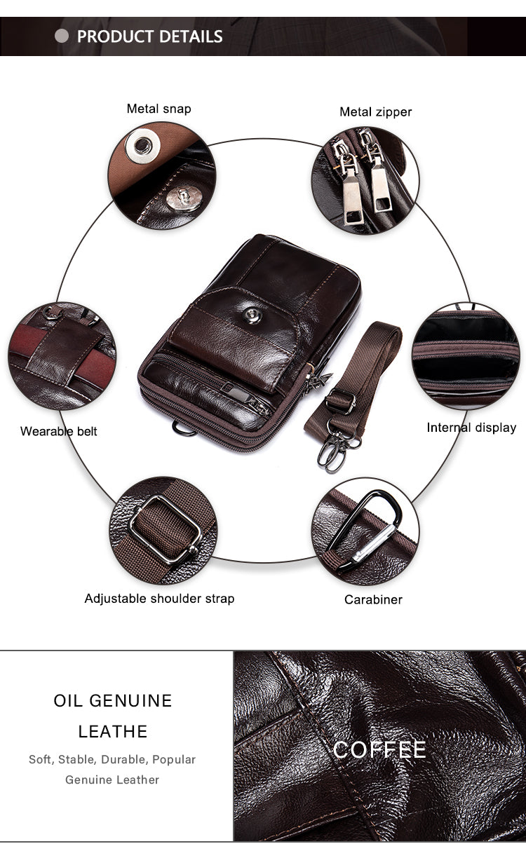 Men Genuine Leather Crossbody/Belt Bag