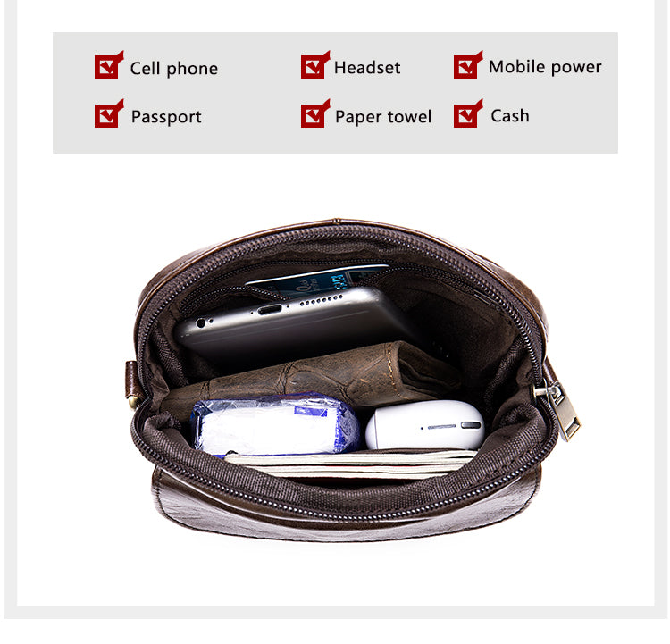 Genuine Leather Side Crossbody Bag for Men