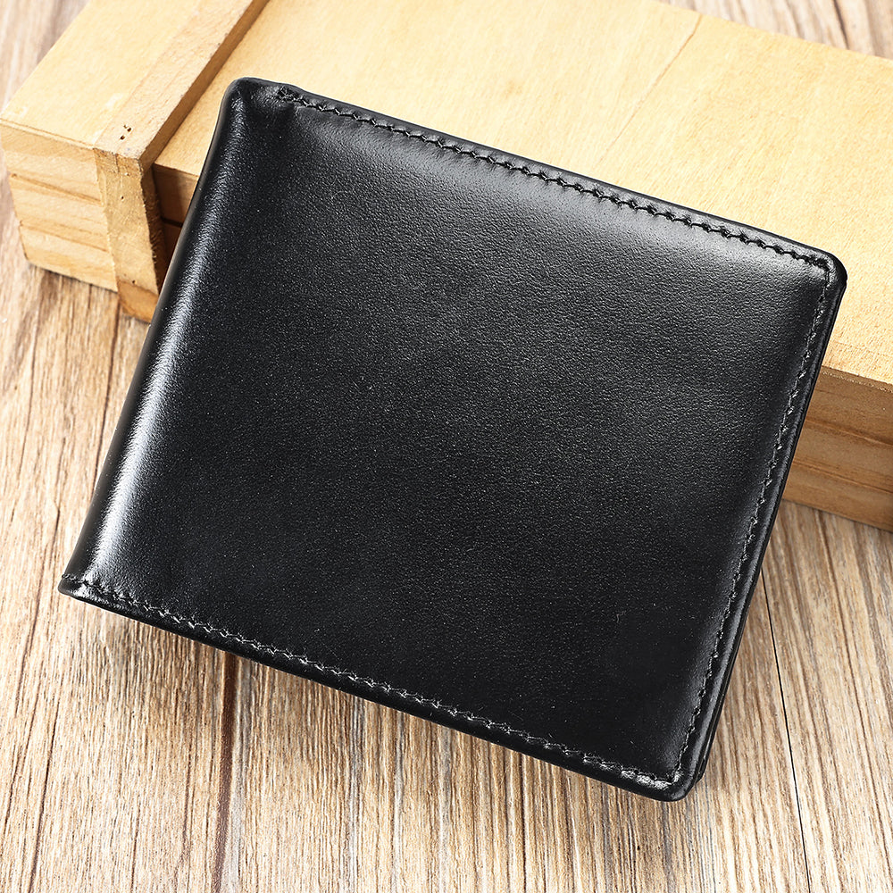 Vintage Genuine Leather Men Short RFID Ani-theft Wallet