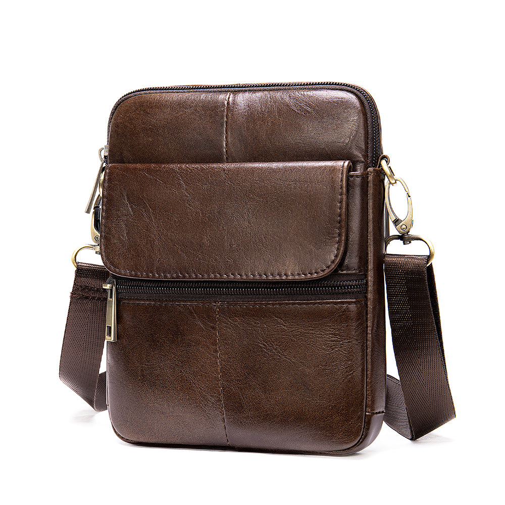 Genuine Leather Side Crossbody Bag for Men
