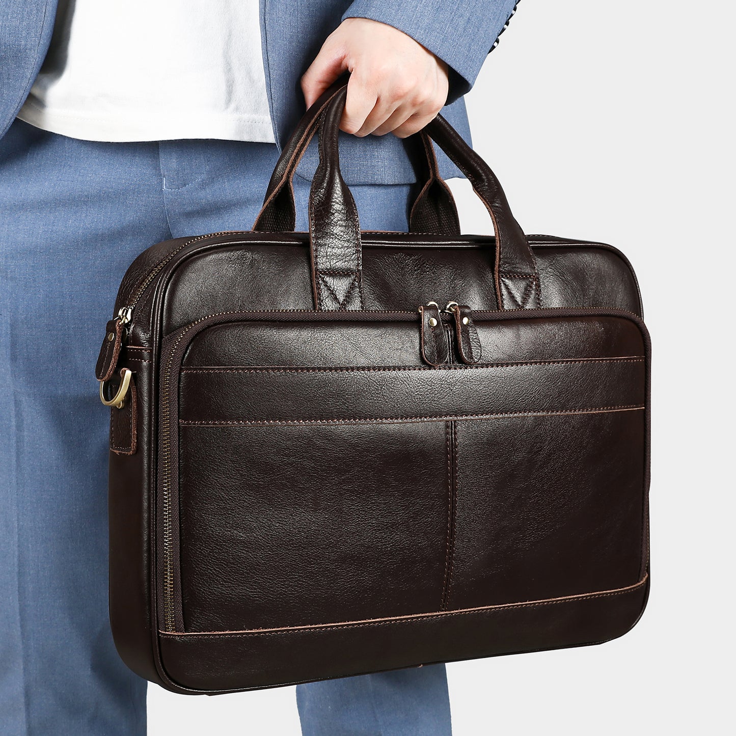 Men Genuine Leather Business Briefcase