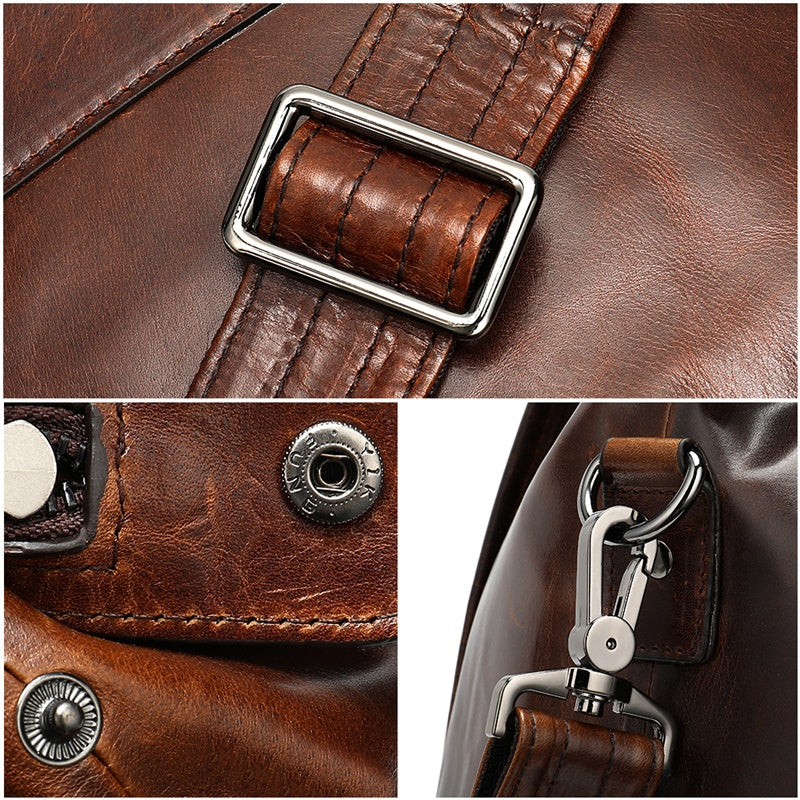 Men Genuine Leather Large Capacity Duffle Bag