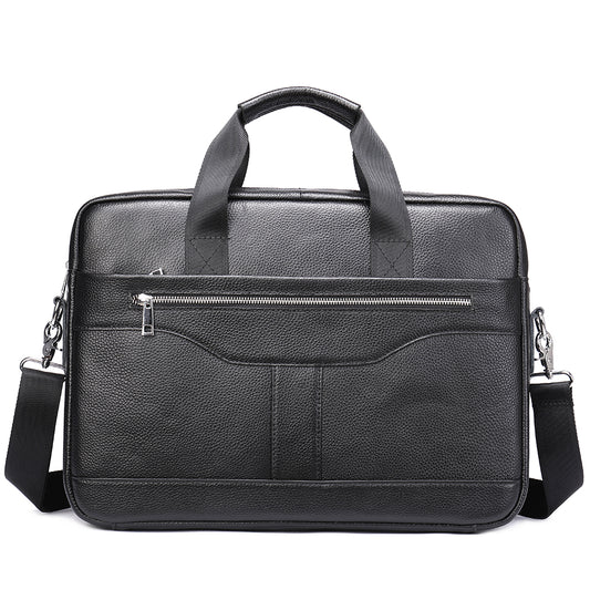 Men's Genuine Leather Waterproof Laptop Briefcase