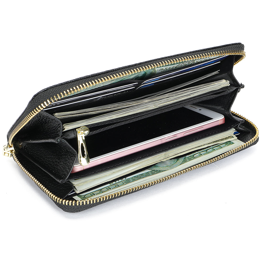Women Purse Cell Phone Money Bag Genuine Leather Wallet