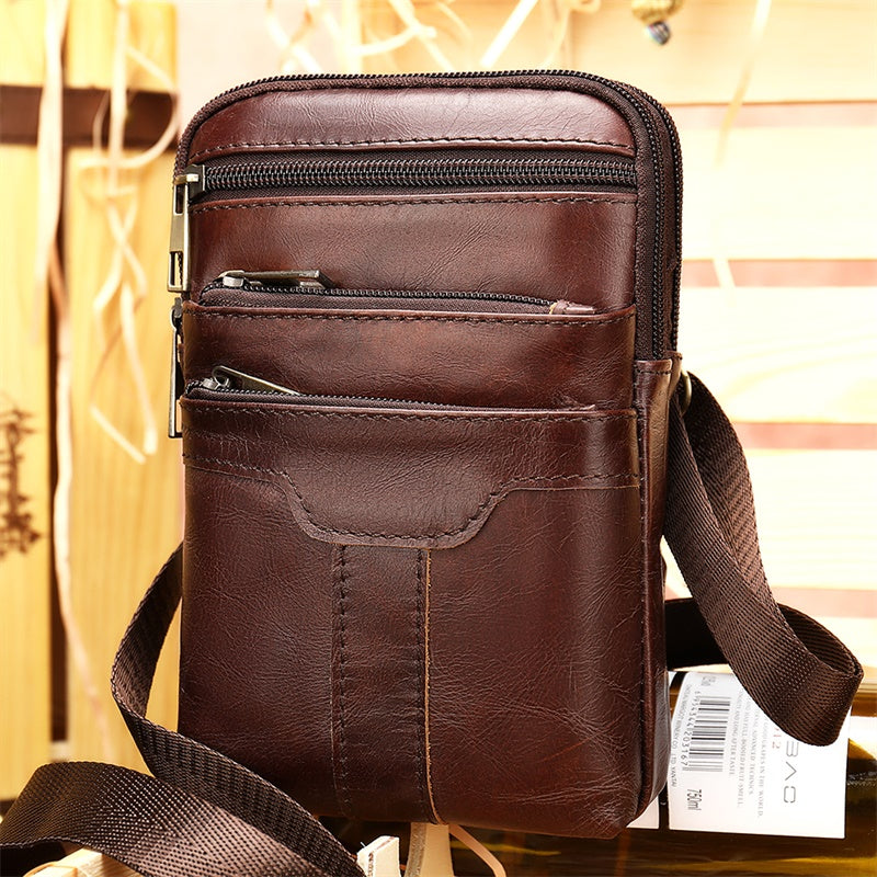 Crossbody Shoulder Bag Genuine Leather Men Waist Bag