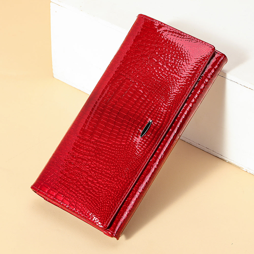 Women Credit Card Holder with Money Clip Genuine Leather Wallet