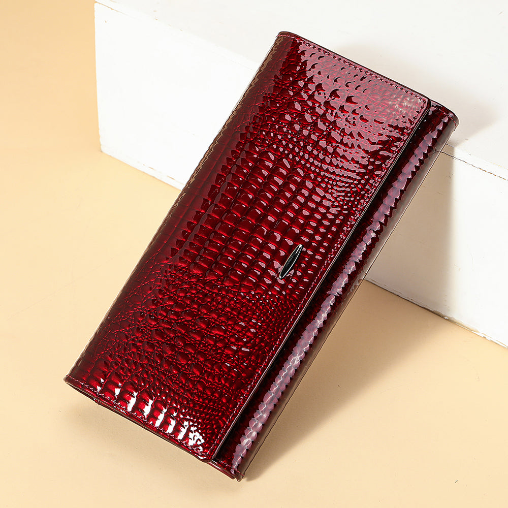 Women Credit Card Holder with Money Clip Genuine Leather Wallet