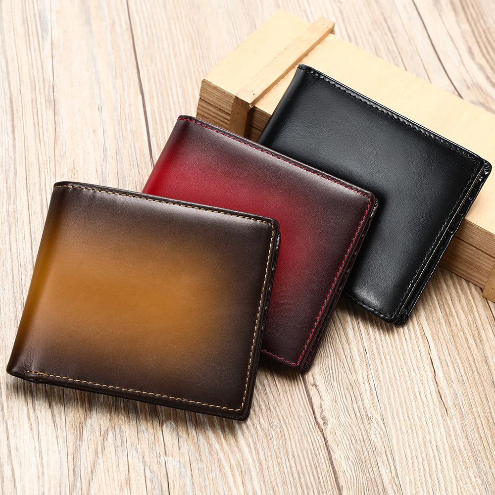 Vintage Genuine Leather Men Short RFID Ani-theft Wallet