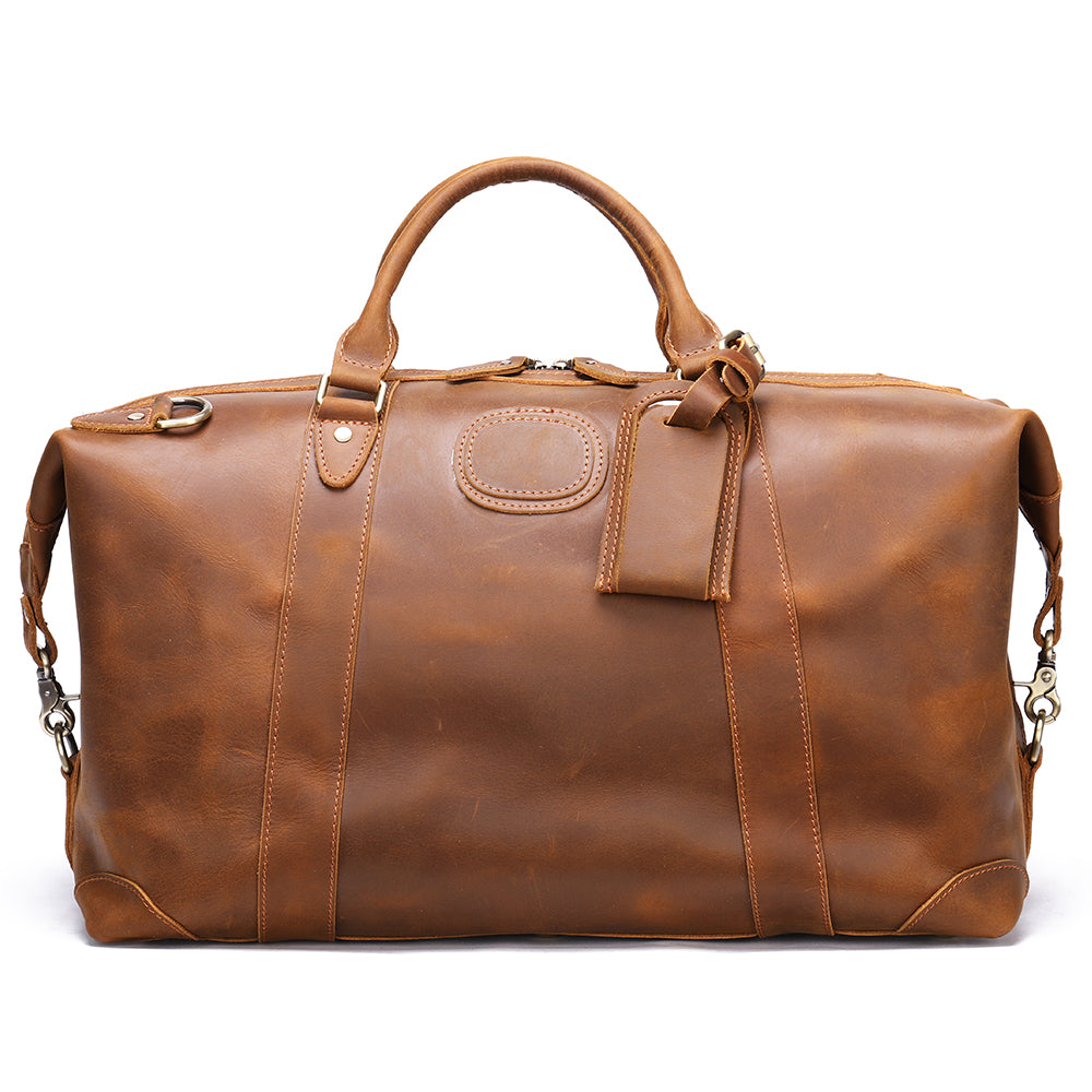 Handmade Crazy Horse Genuine Leather Duffle Bag for Men