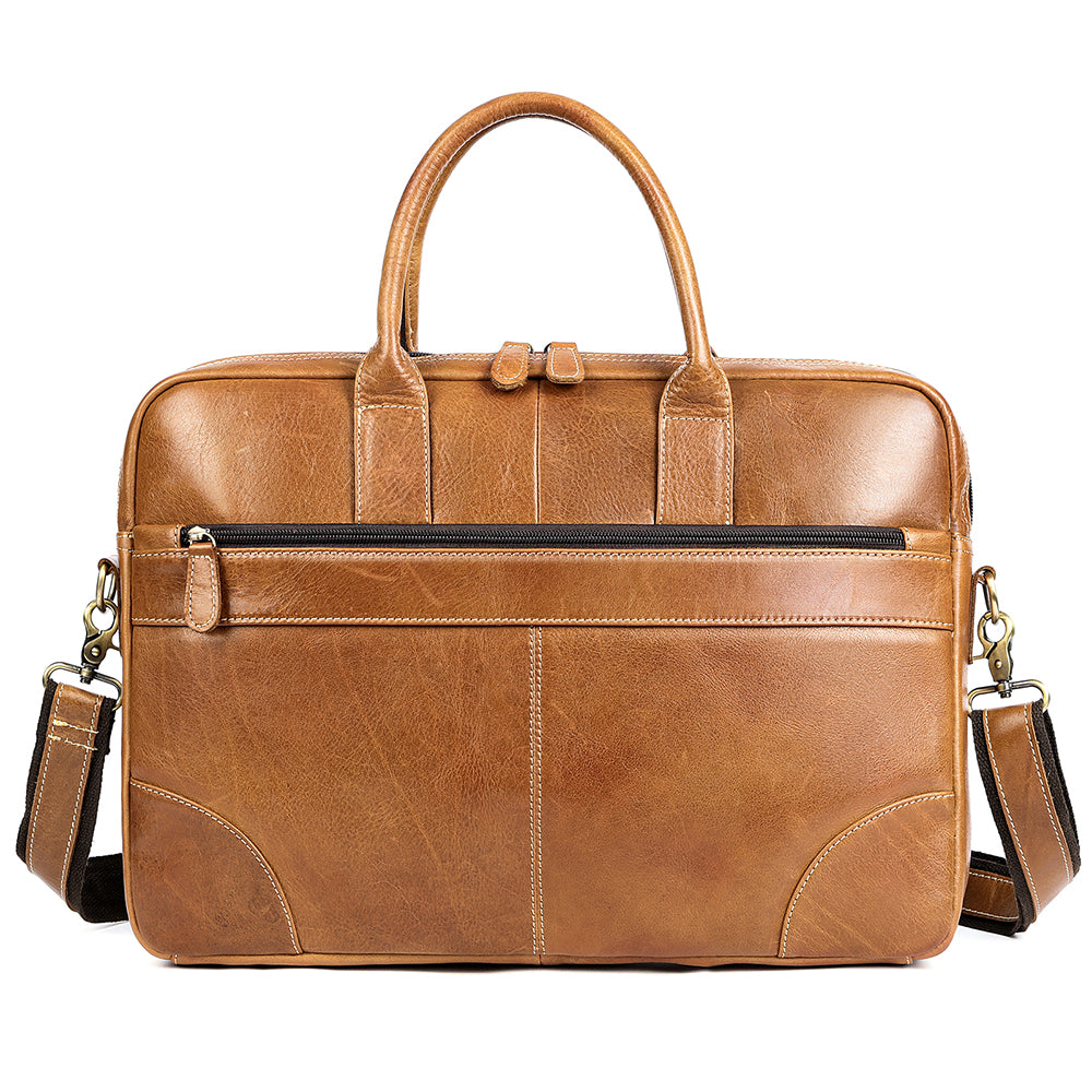 Men Genuine Leather 15 Inch Laptop Briefcase
