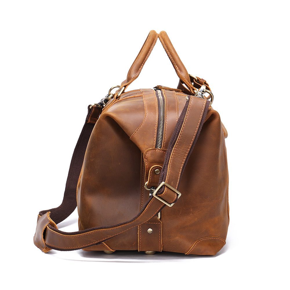 Handmade Crazy Horse Genuine Leather Duffle Bag for Men