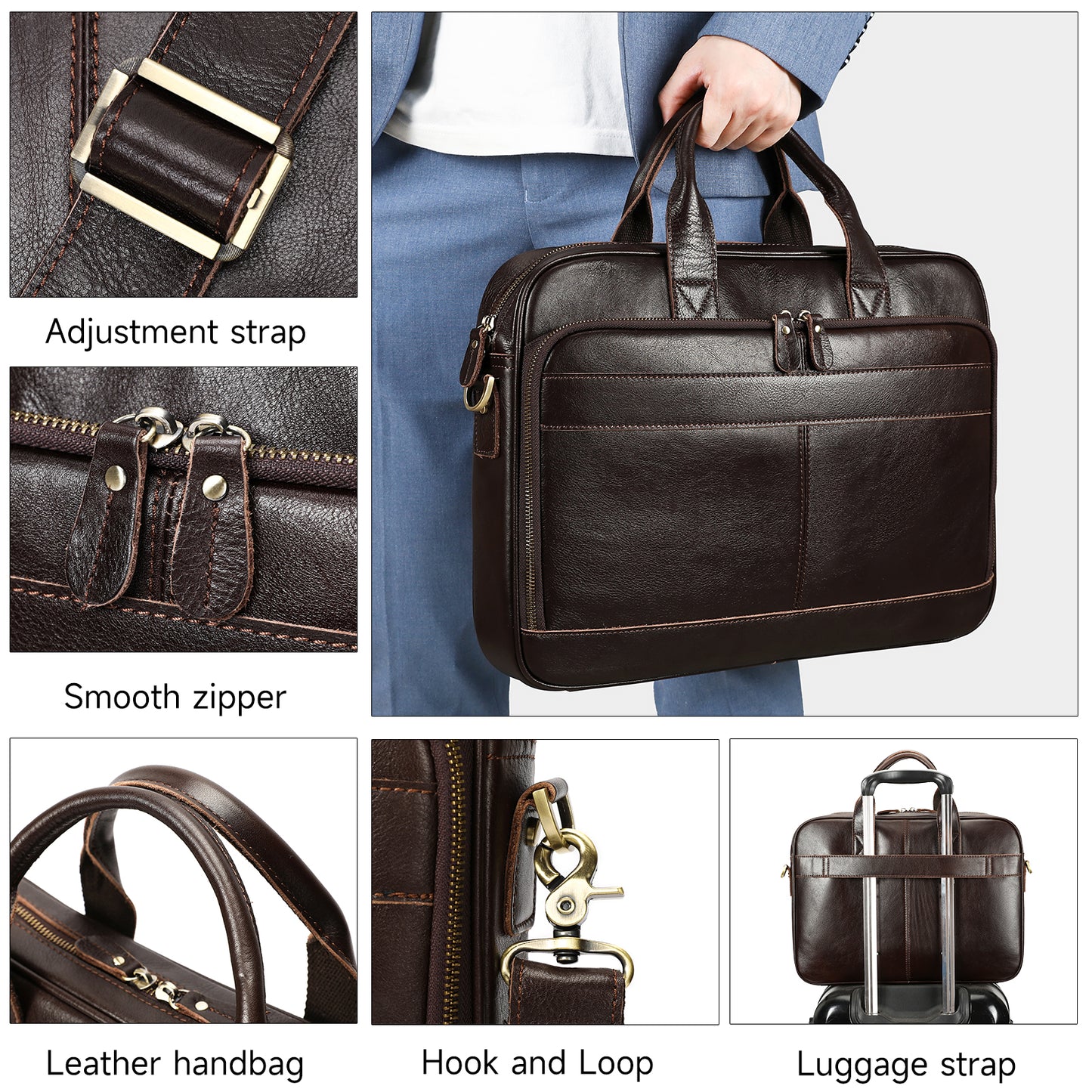 Men Genuine Leather Business Briefcase