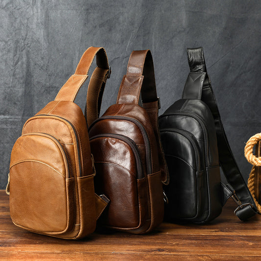 Men Genuine Leather Chest Bag