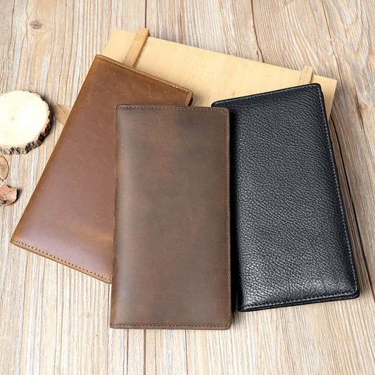 Crazy Horse Genuine Leather Men Long RFID Anti-theft Wallet