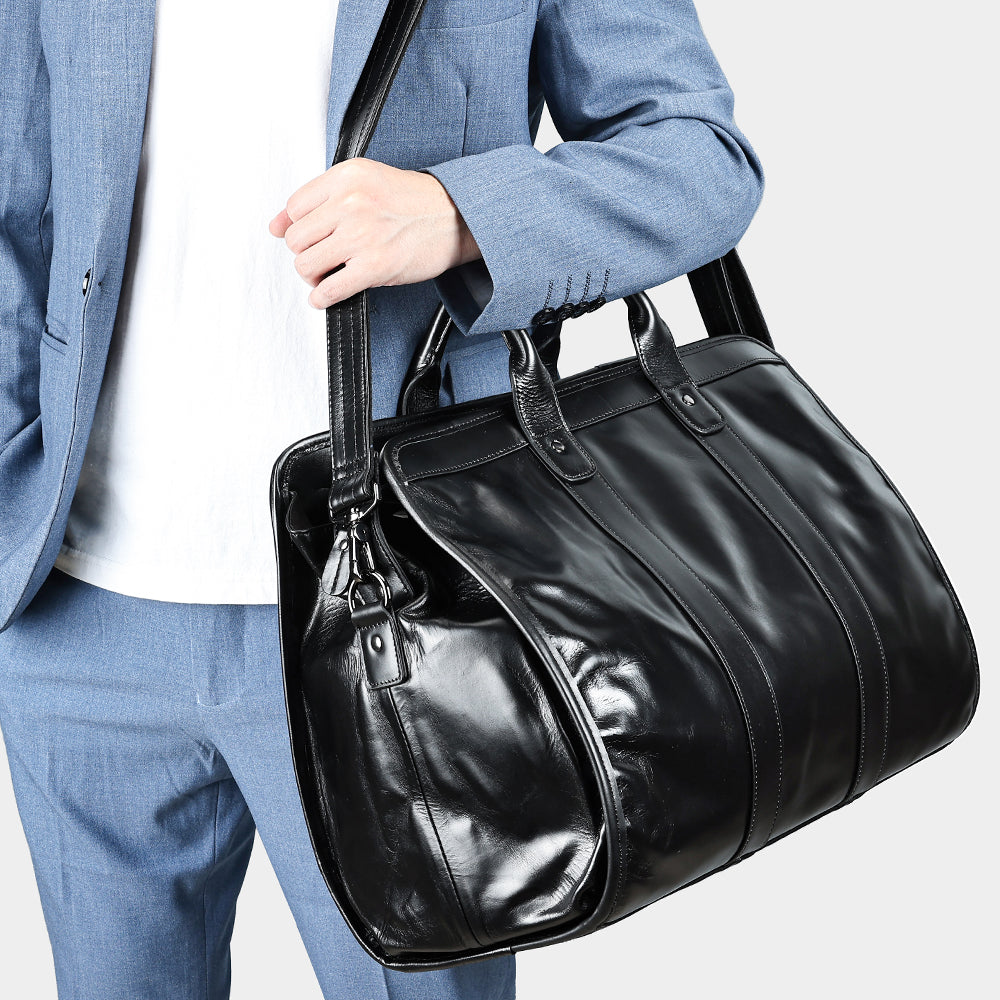 Men Genuine Leather Large Capacity Duffle Bag