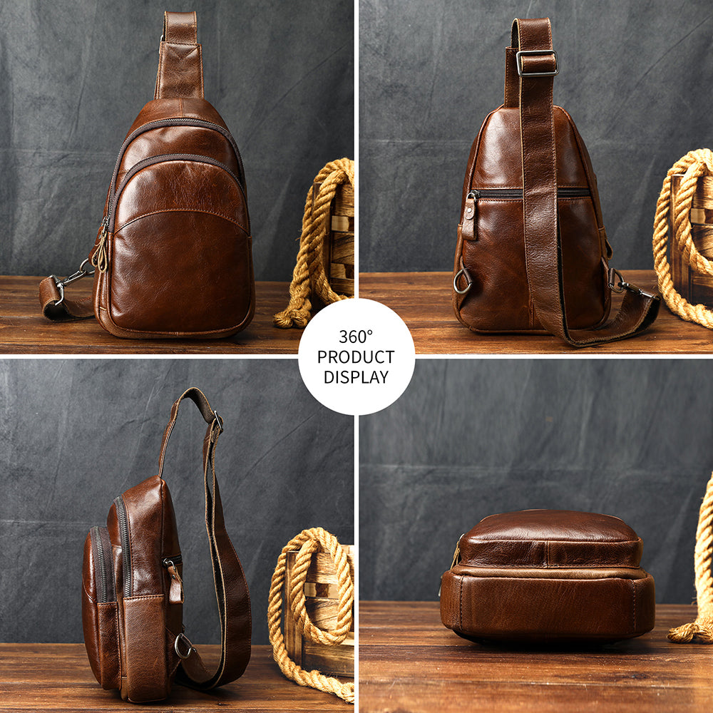 Men Genuine Leather Chest Bag