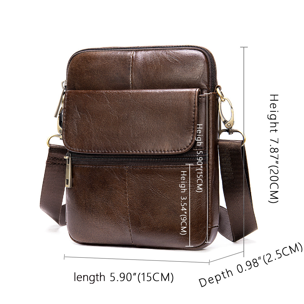 Genuine Leather Side Crossbody Bag for Men