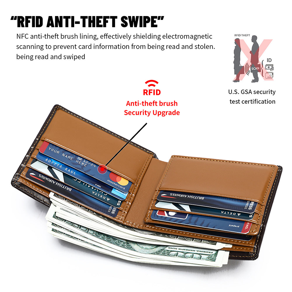 Vintage Genuine Leather Men Short RFID Ani-theft Wallet