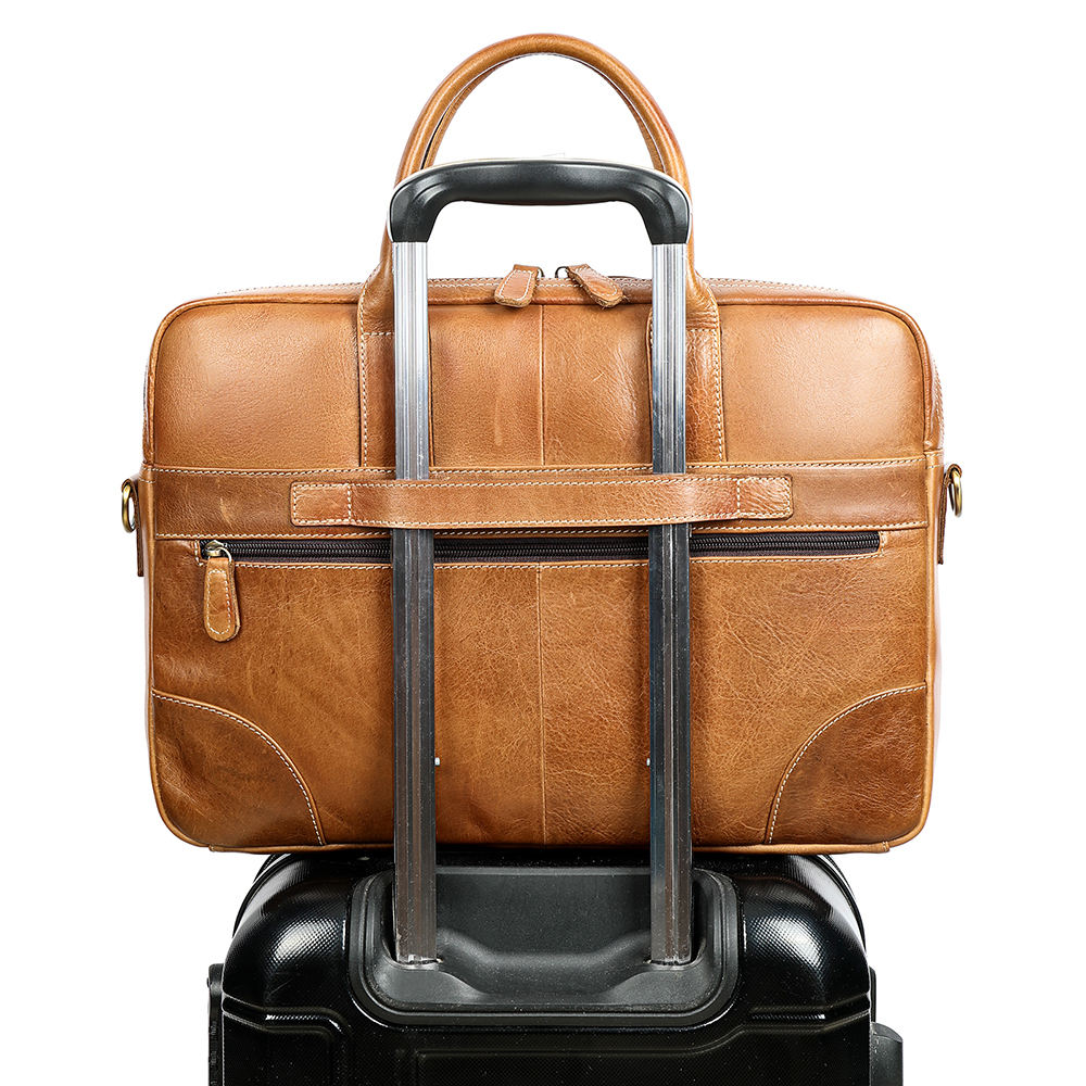 Men Genuine Leather 15 Inch Laptop Briefcase