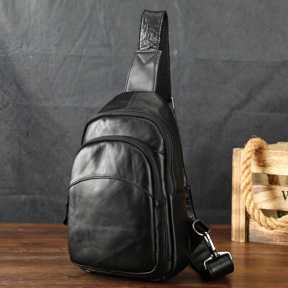 Men Genuine Leather Chest Bag