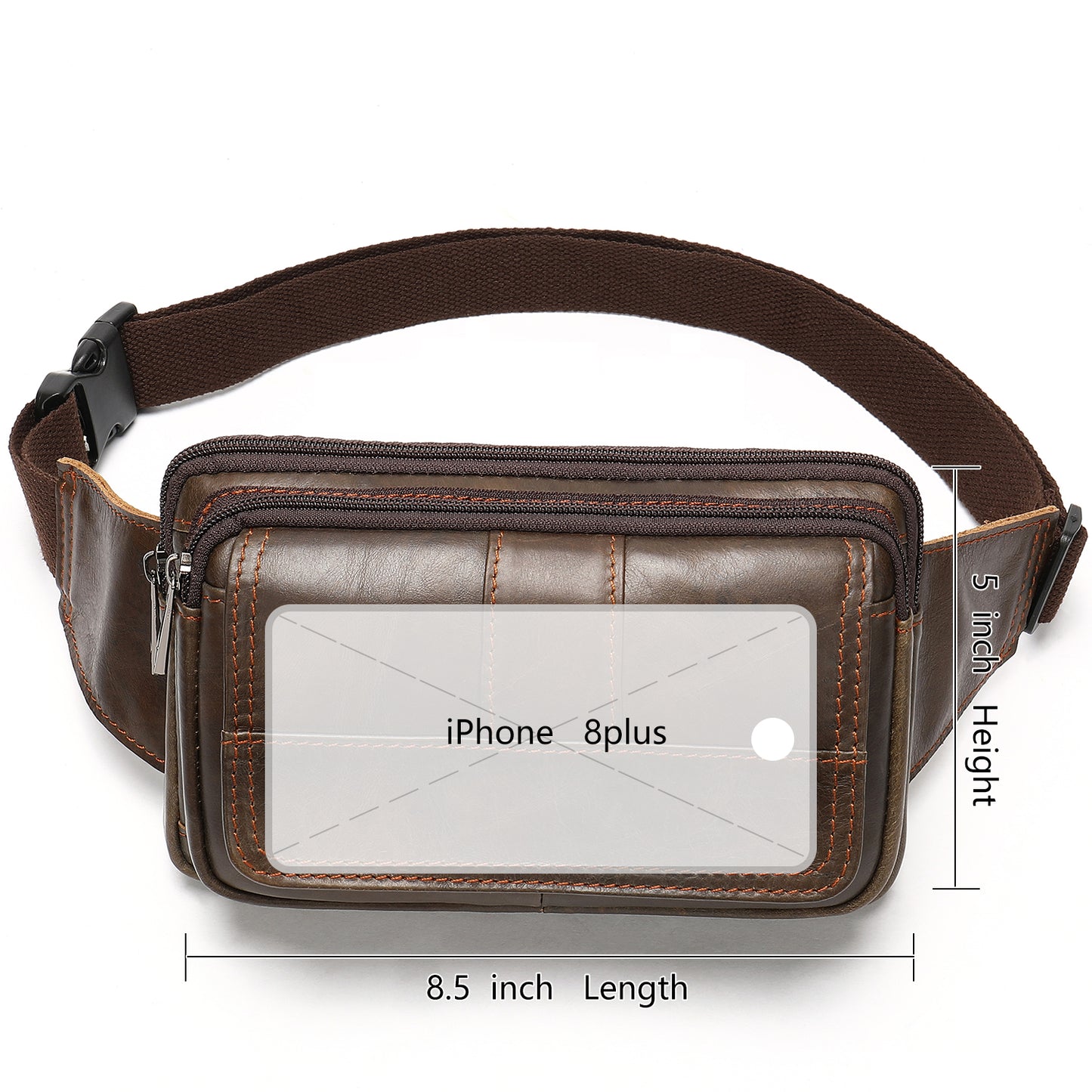 Cowhide Genuine Leather Waist Pouch Bag for Men and Women