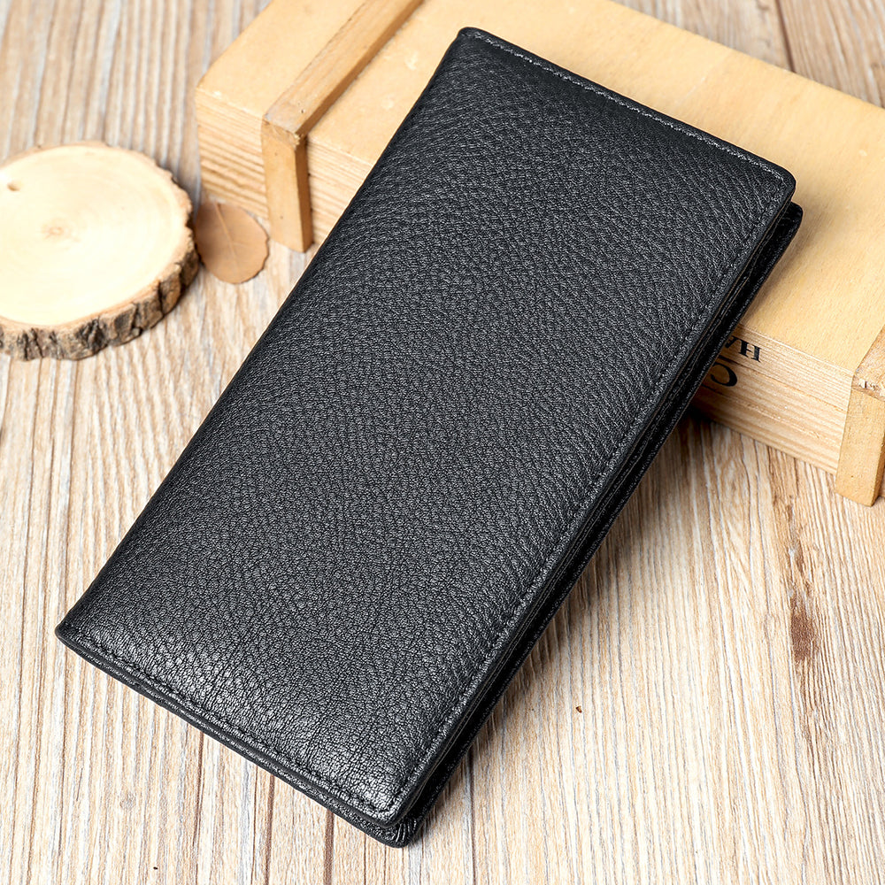 Crazy Horse Genuine Leather Men Long RFID Anti-theft Wallet