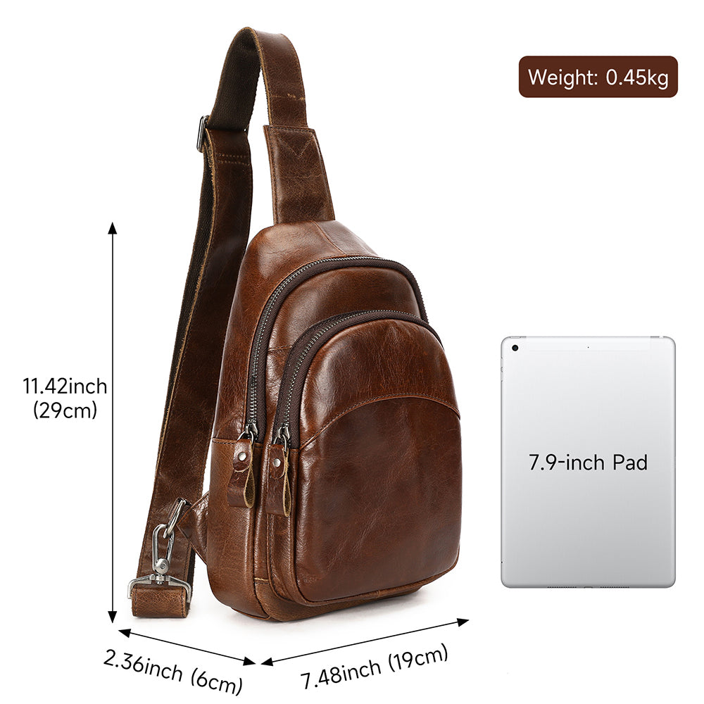 Men Genuine Leather Chest Bag