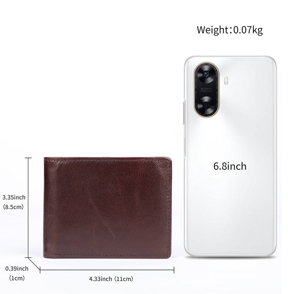 Men Genuine Leather RFID Bifold Wallet with 12 Cards Holder and 2 ID Windows