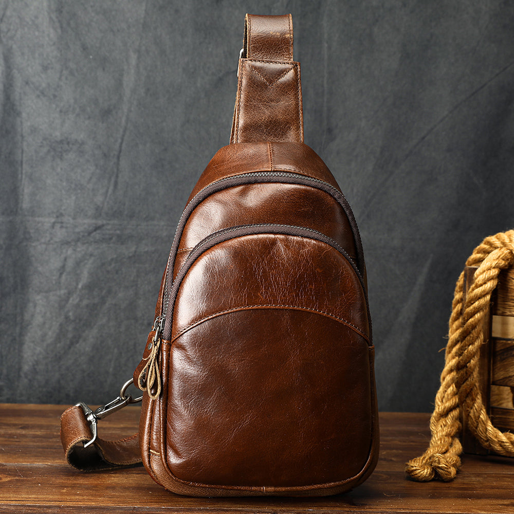 Men Genuine Leather Chest Bag