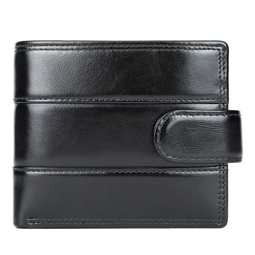Men Genuine Leather Bifold Short Front Coin Wallet