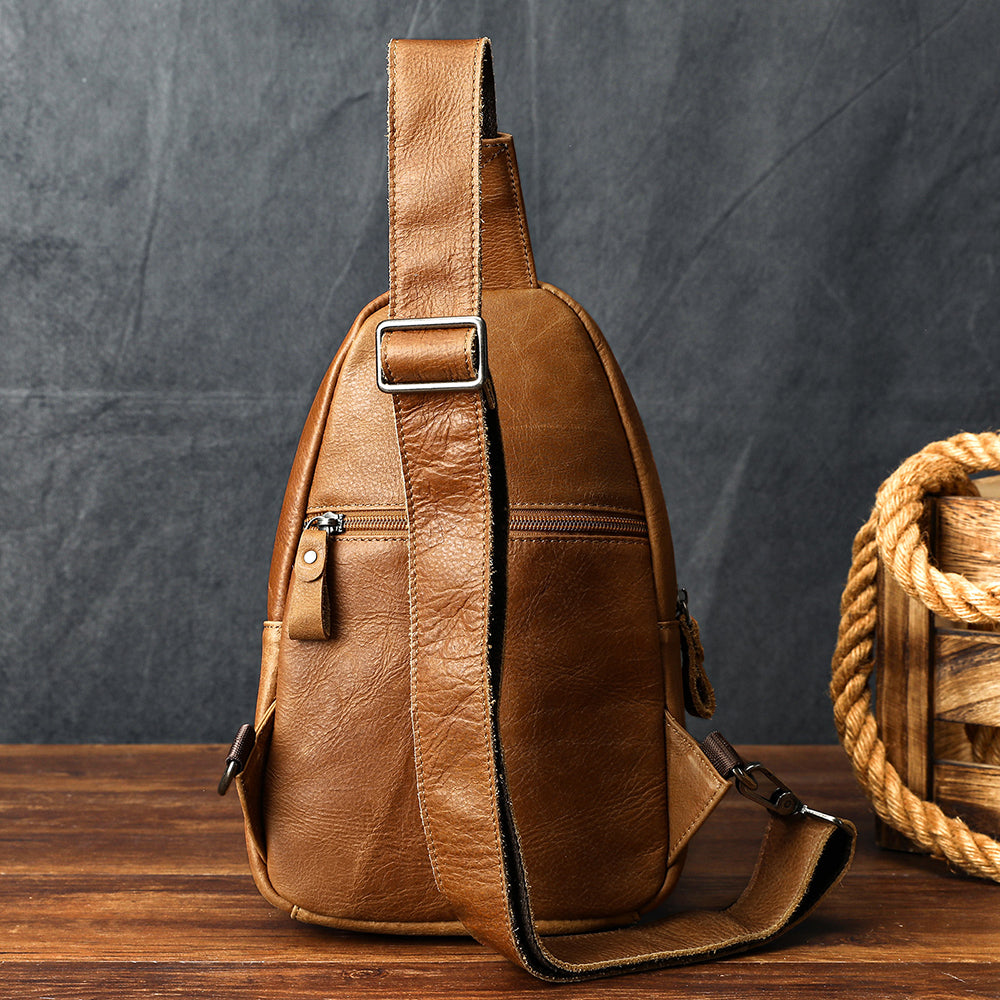 Men Genuine Leather Chest Bag