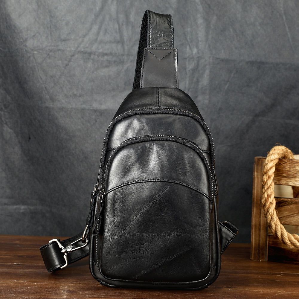 Men Genuine Leather Chest Bag