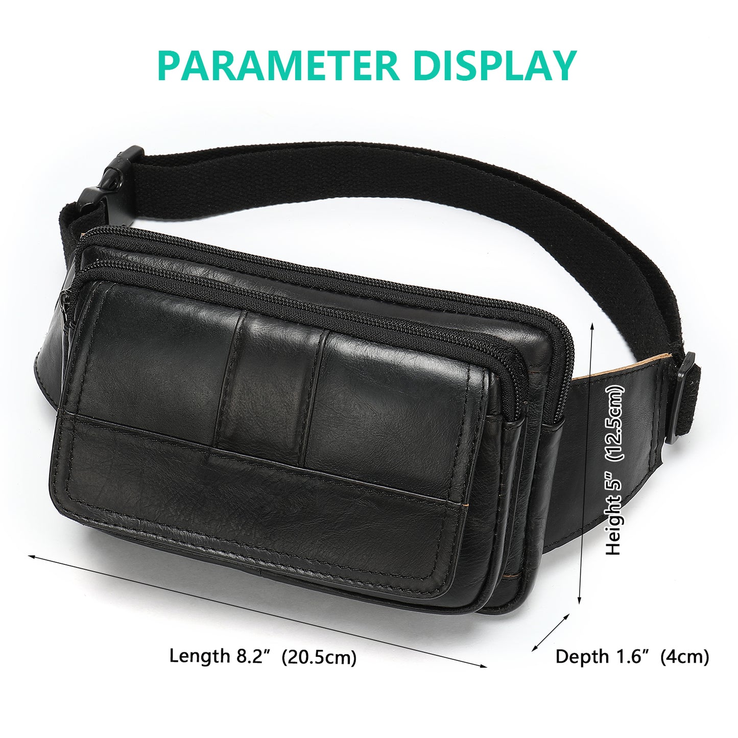 Cowhide Genuine Leather Waist Pouch Bag for Men and Women