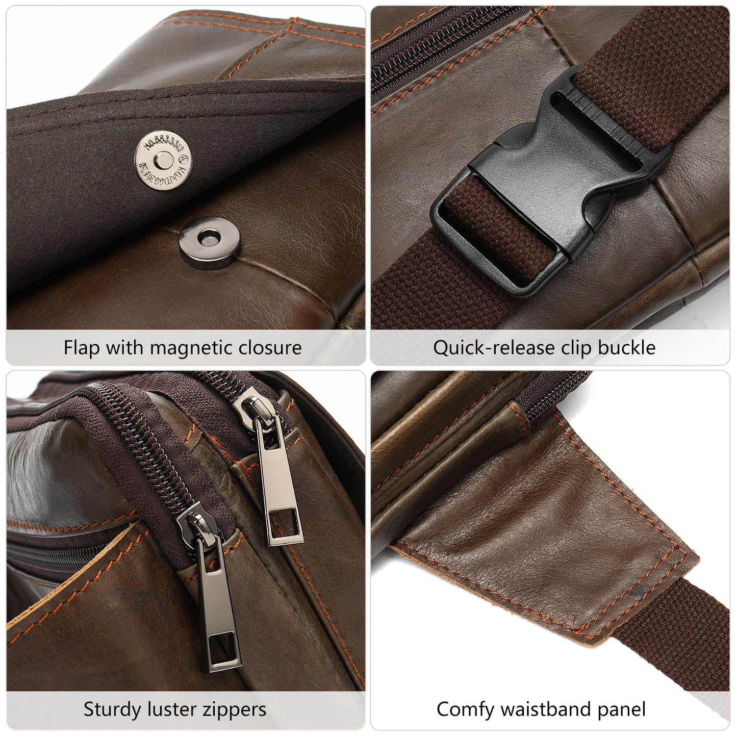 Cowhide Genuine Leather Waist Pouch Bag for Men and Women