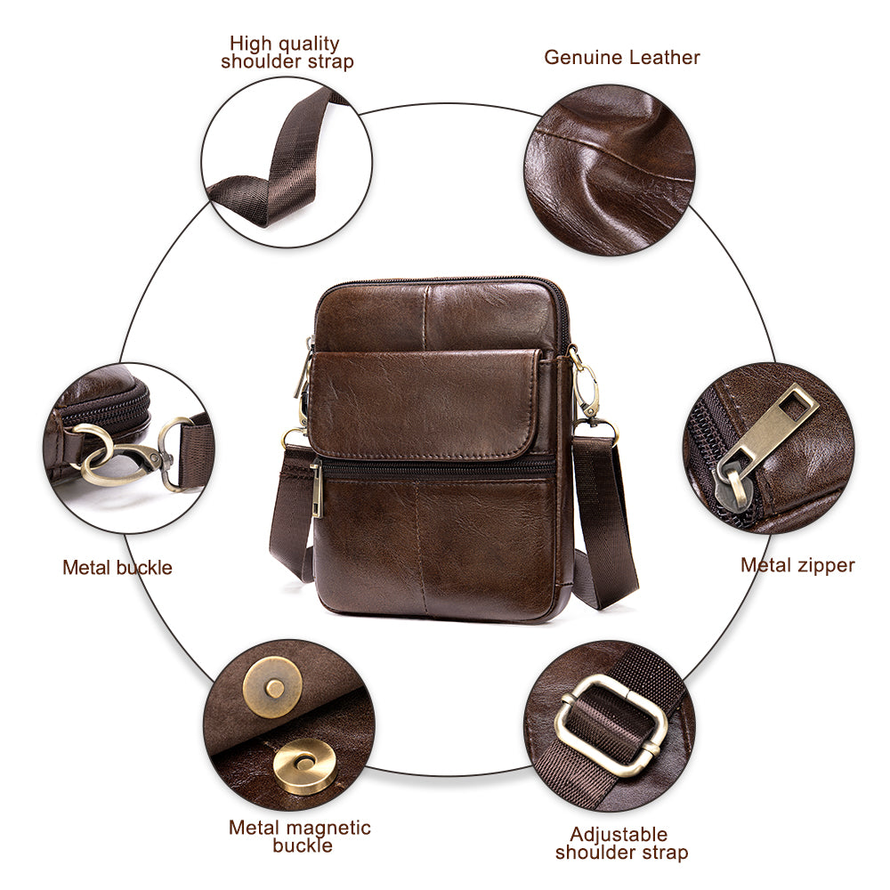 Genuine Leather Side Crossbody Bag for Men