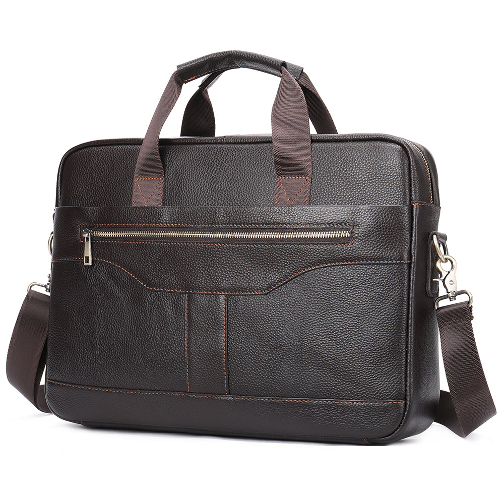 Men's Genuine Leather Waterproof Laptop Briefcase