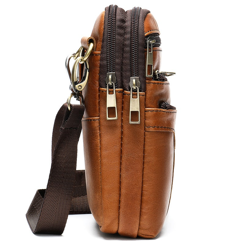 Crossbody Shoulder Bag Genuine Leather Men Waist Bag