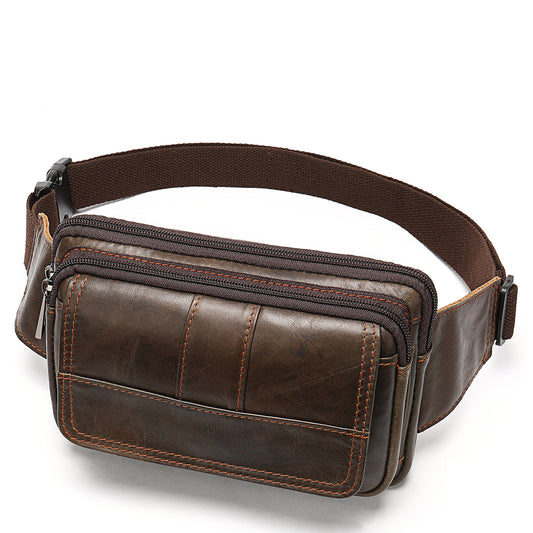Cowhide Genuine Leather Waist Pouch Bag for Men and Women