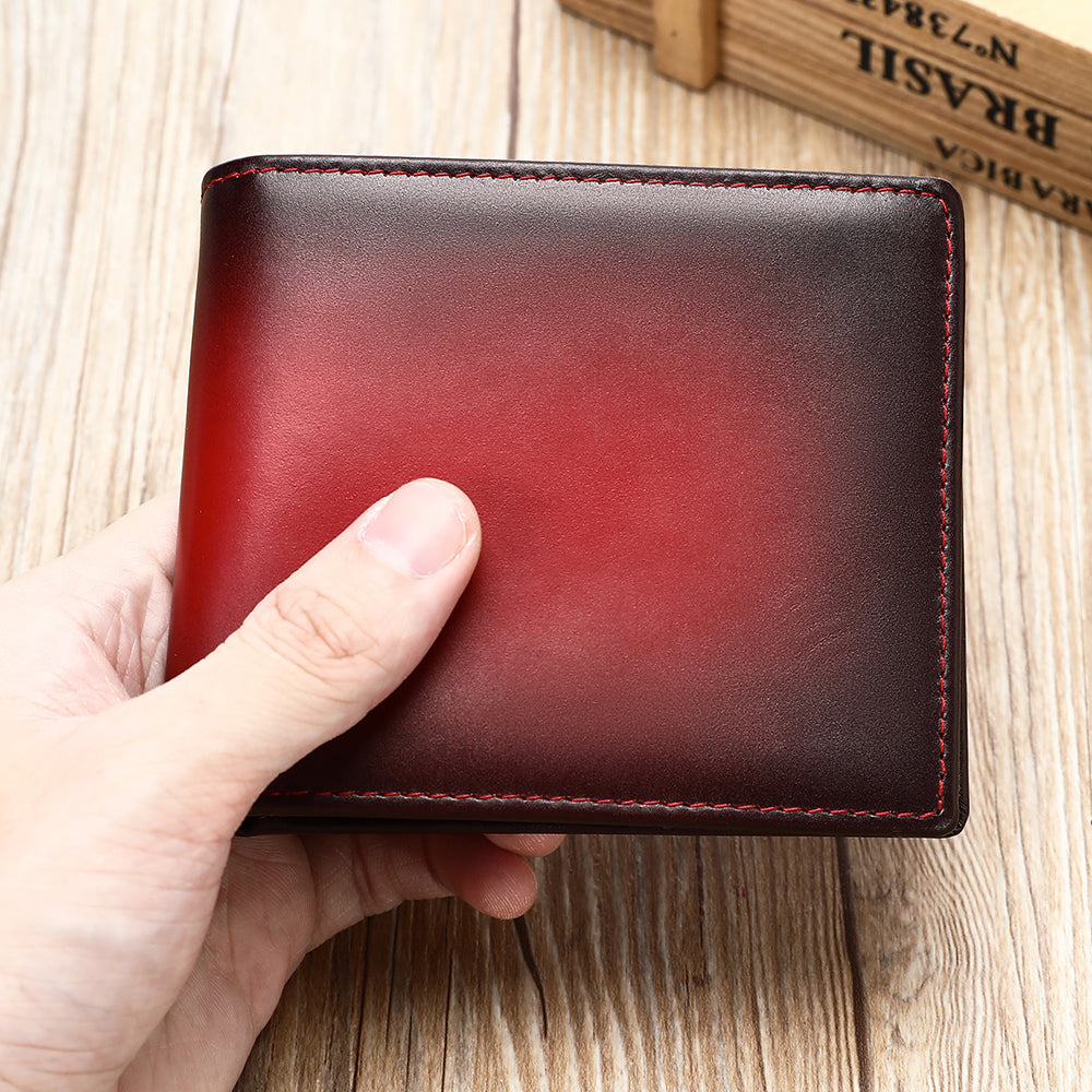 Vintage Genuine Leather Men Short RFID Ani-theft Wallet
