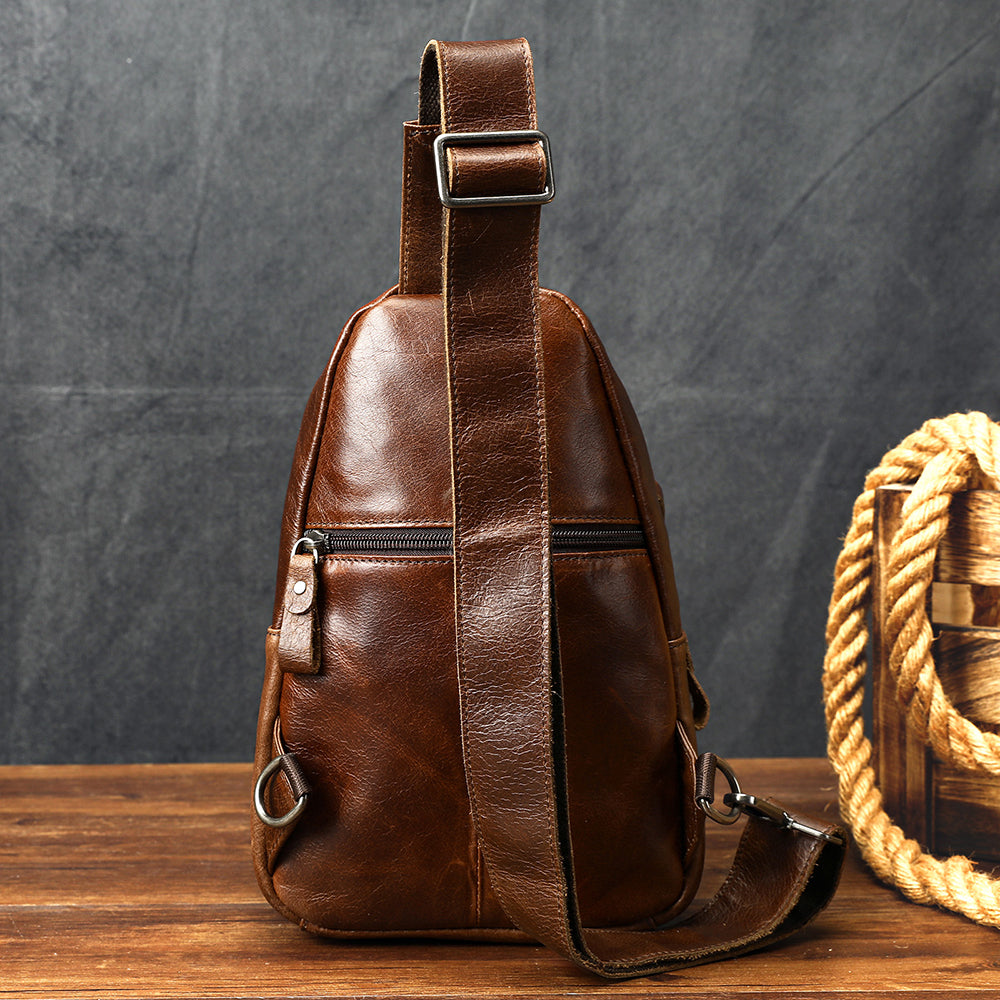 Men Genuine Leather Chest Bag