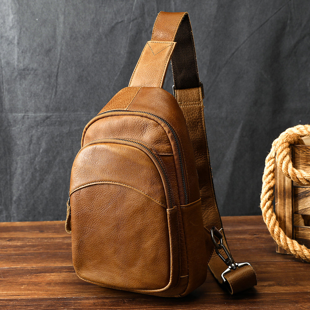 Men Genuine Leather Chest Bag