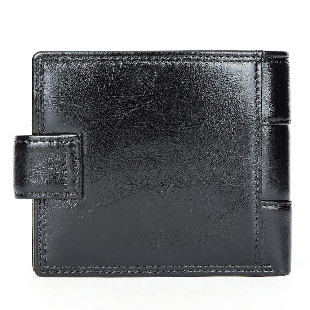 Men Genuine Leather Bifold Short Front Coin Wallet