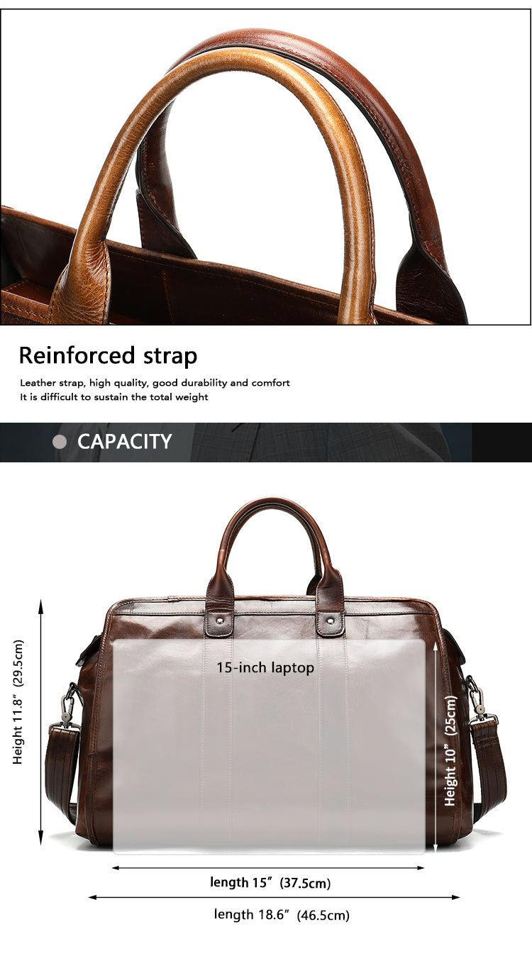 Men Genuine Leather Large Capacity Duffle Bag