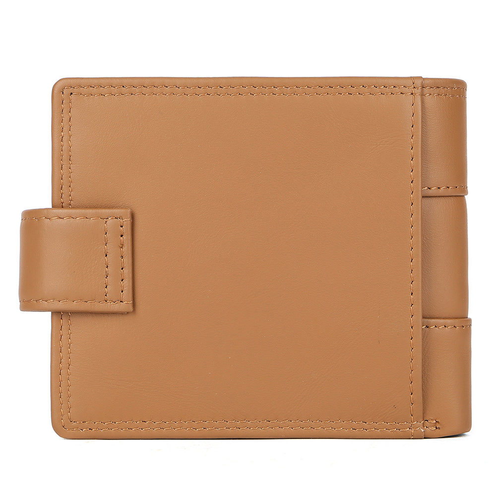 Men Genuine Leather Bifold Short Front Coin Wallet
