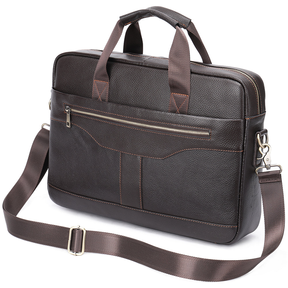 Men's Genuine Leather Waterproof Laptop Briefcase