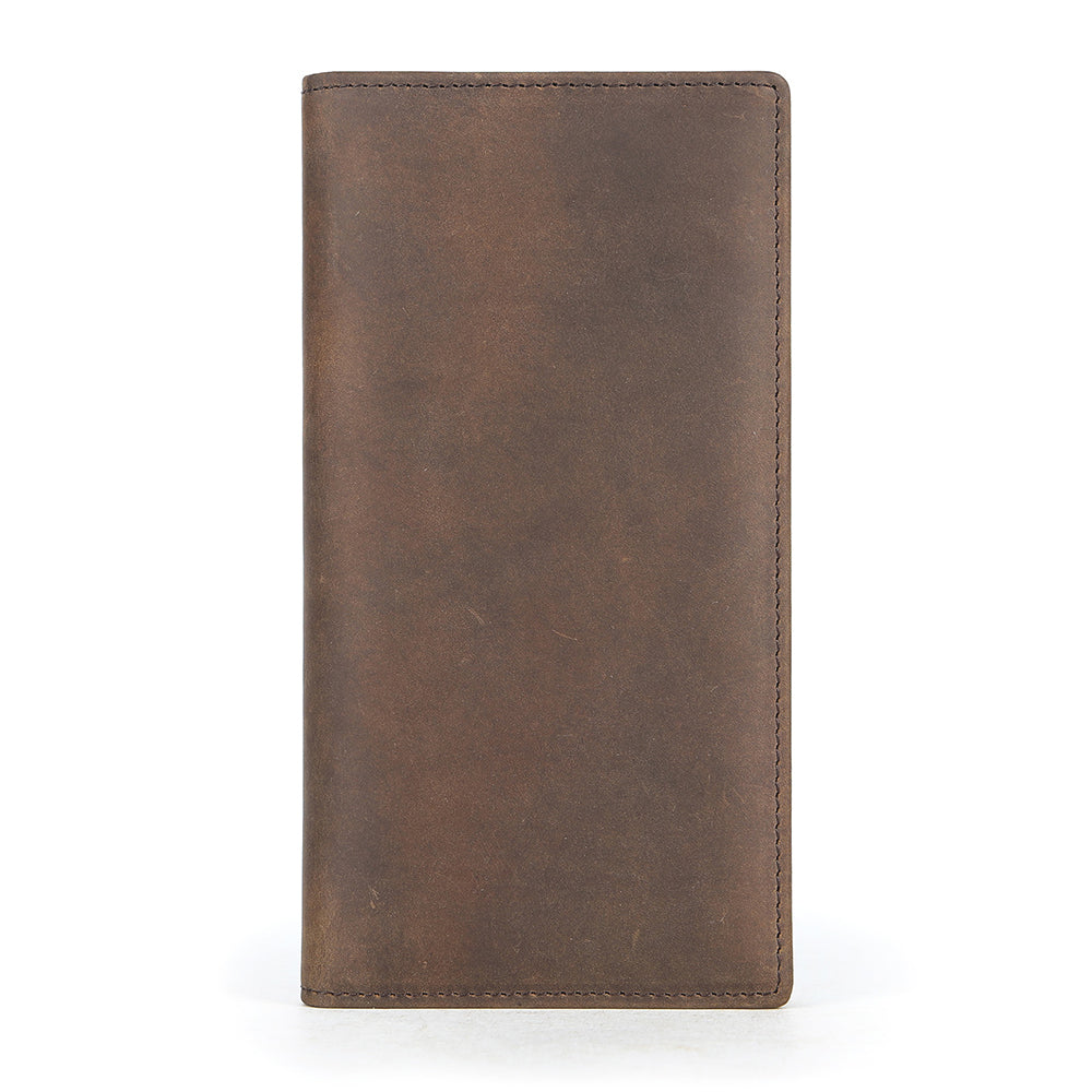 Crazy Horse Genuine Leather Men Long RFID Anti-theft Wallet