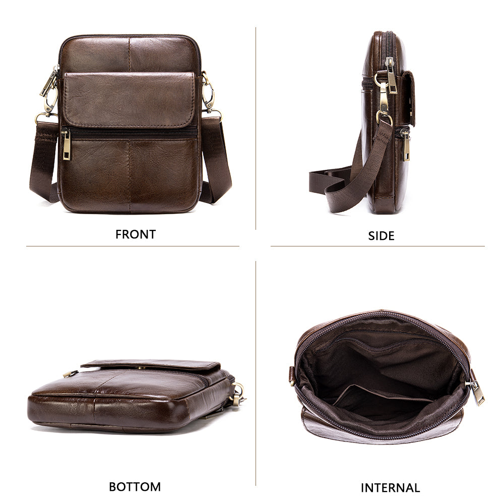 Genuine Leather Side Crossbody Bag for Men