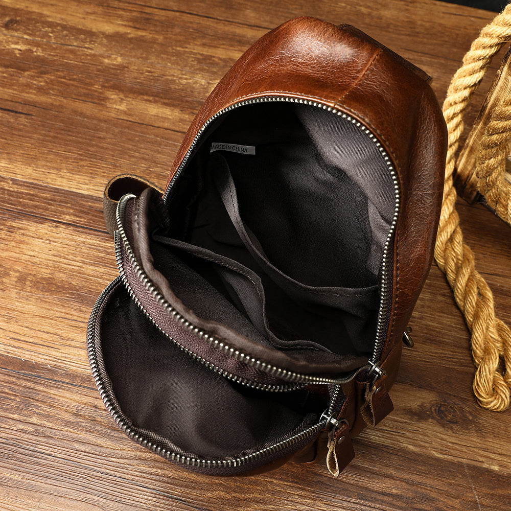 Men Genuine Leather Chest Bag