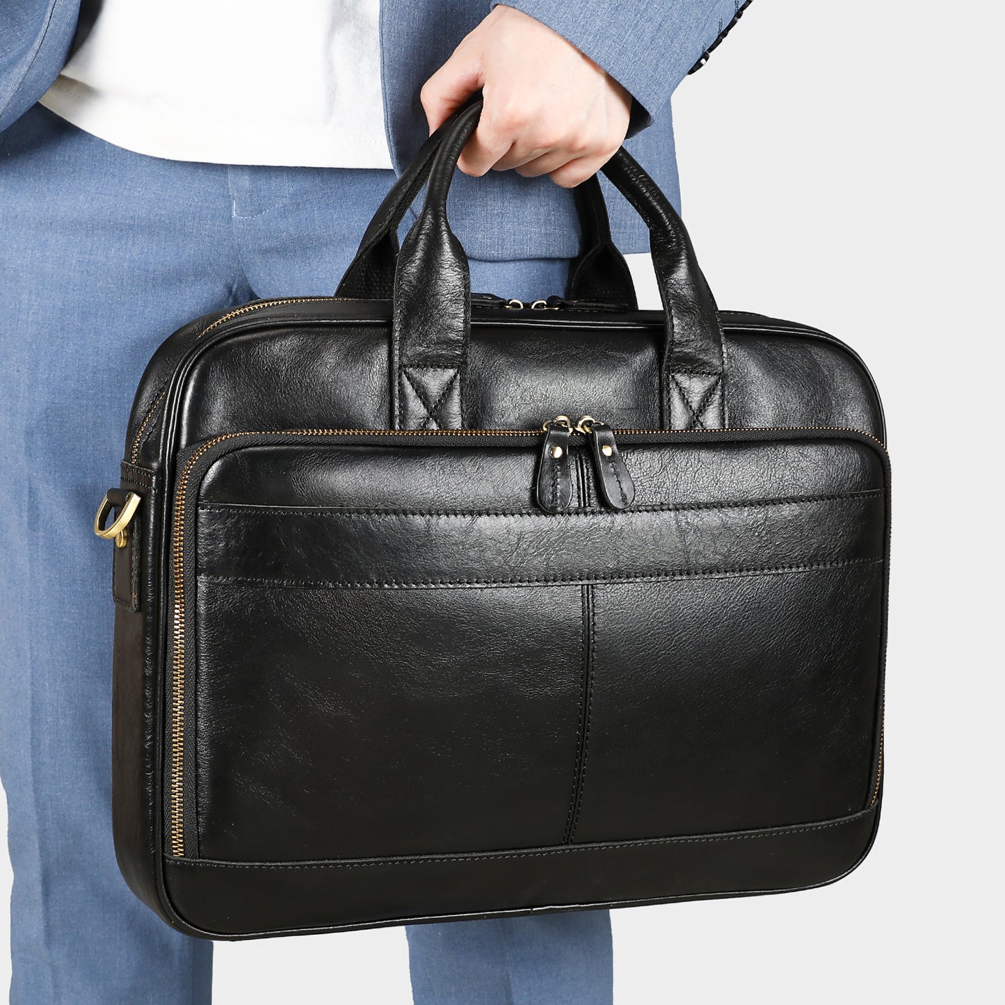 Men Genuine Leather Business Briefcase