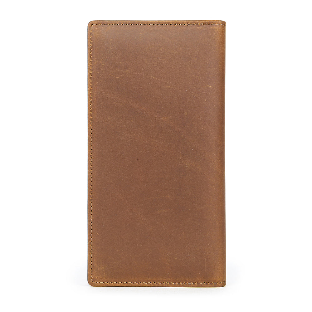 Crazy Horse Genuine Leather Men Long RFID Anti-theft Wallet